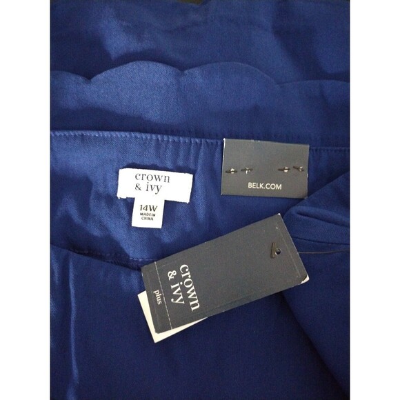 Crown & Ivy Royal‎ Blue New Double Scalloped Hem Blue stretch pull-on Skort 14W - Picture 11 of 11